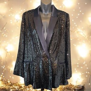 ZARA Woman Studio Sequined Jacket with Satin Collar size L